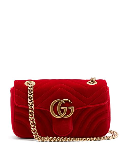 gucci red suede bag|red gucci marmont bag.